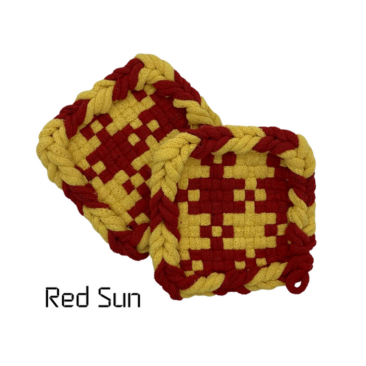 Red Sun Rug Woven Coaster - Red and Yellow Coaster