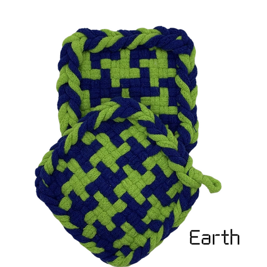 Earth Mug Rug Woven Coaster - Blue and Green Coaster